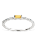 Sterling Silver Thin Citrine CZ Stacking Birthstone Ring - Sterling Forever