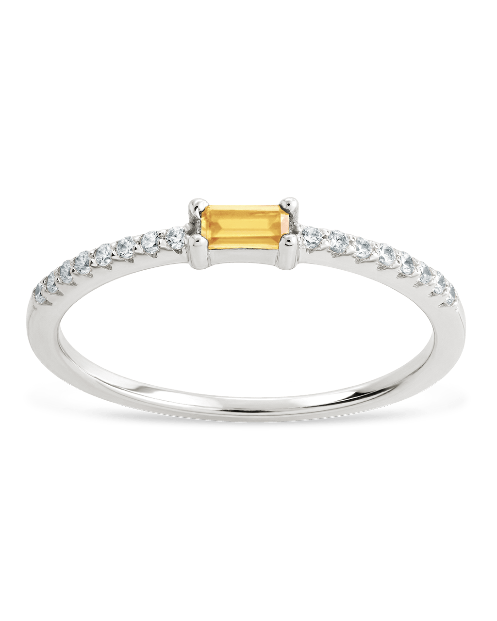Sterling Silver Thin Citrine CZ Stacking Birthstone Ring - Sterling Forever