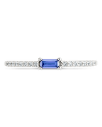 Sterling Silver Thin Tanzanite CZ Stacking Birthstone Ring - Sterling Forever