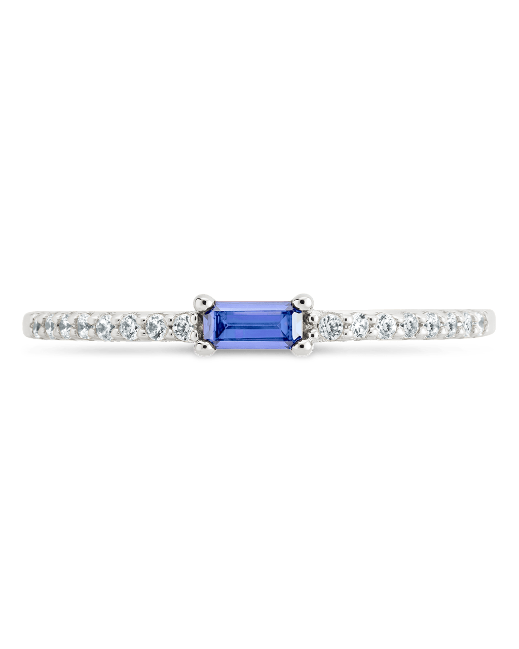 Sterling Silver Thin Tanzanite CZ Stacking Birthstone Ring - Sterling Forever