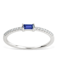 Sterling Silver Thin Tanzanite CZ Stacking Birthstone Ring - Sterling Forever