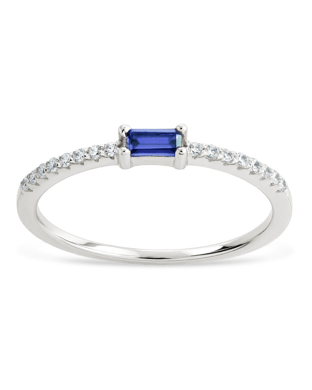 Sterling Silver Thin Tanzanite CZ Stacking Birthstone Ring - Sterling Forever