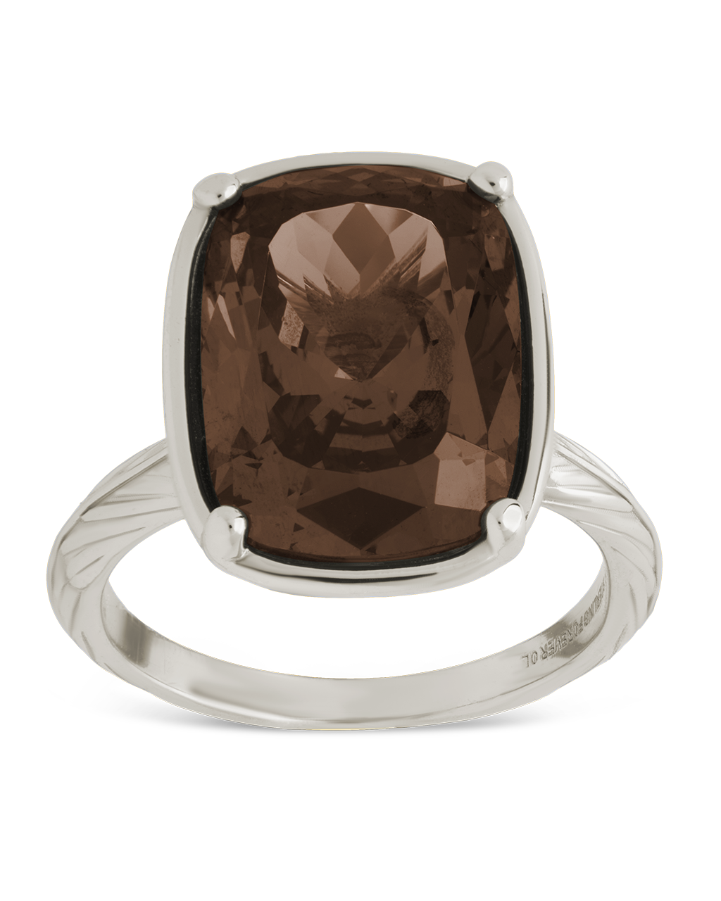 Sterling Silver Elongated Cushion Chocolate CZ Cocktail Ring