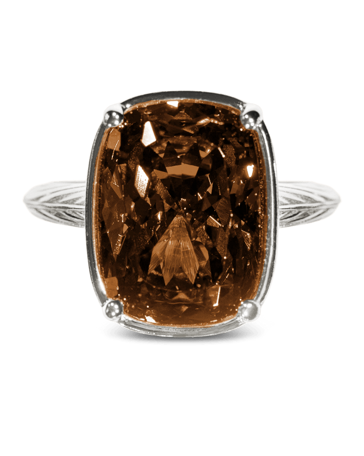 Sterling Silver Elongated Cushion Chocolate CZ Cocktail Ring