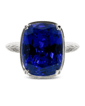 Sterling Silver Elongated Cushion Sapphire CZ Cocktail Ring - Sterling Forever