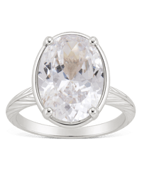 Sterling Silver Oval Cut CZ Cocktail Ring - Sterling Forever