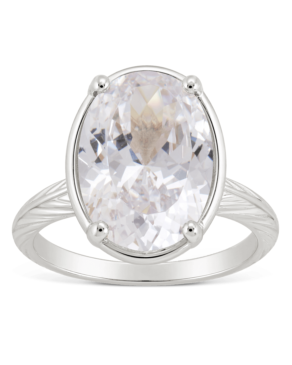 Sterling Silver Oval Cut CZ Cocktail Ring - Sterling Forever