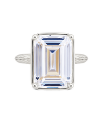 Sterling Silver Emerald Cut CZ Cocktail Ring