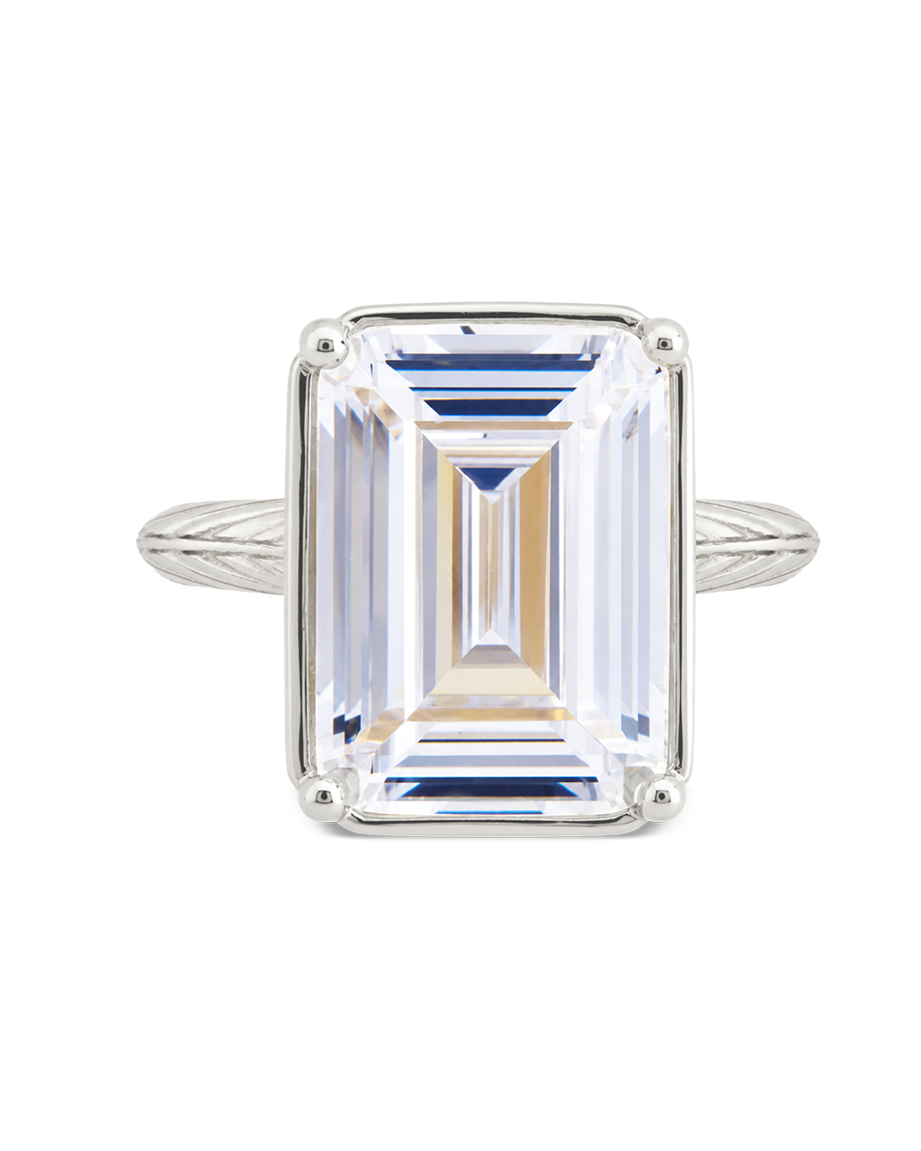 Sterling Silver Emerald Cut CZ Cocktail Ring