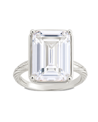 Sterling Silver Emerald Cut CZ Cocktail Ring