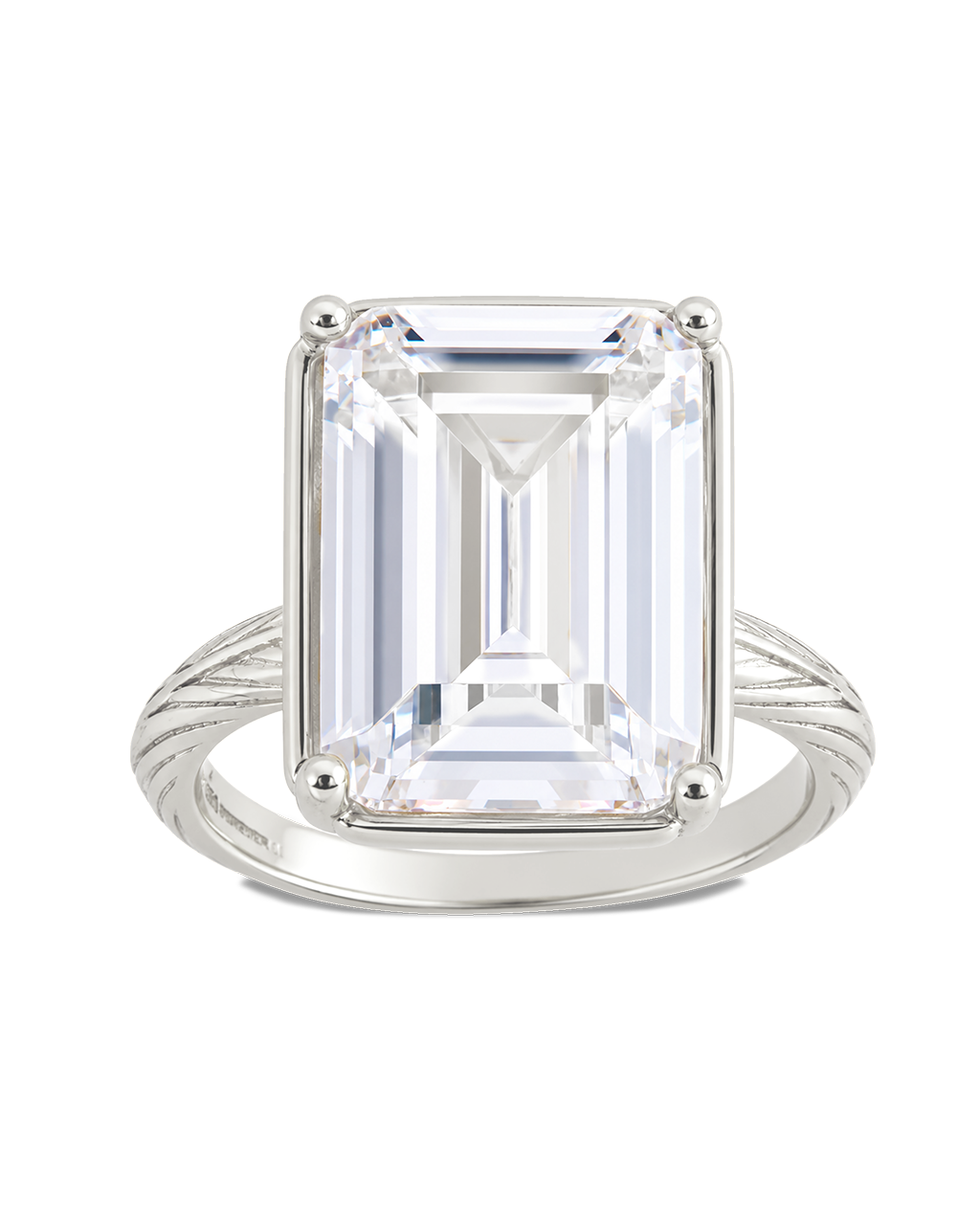 Sterling Silver Emerald Cut CZ Cocktail Ring