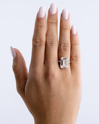 Sterling Silver Emerald Cut CZ Cocktail Ring