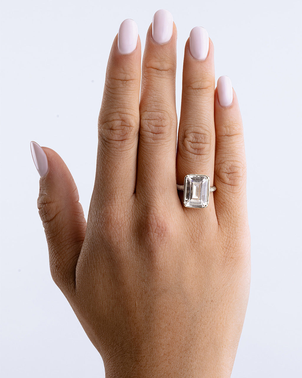 Sterling Silver Emerald Cut CZ Cocktail Ring