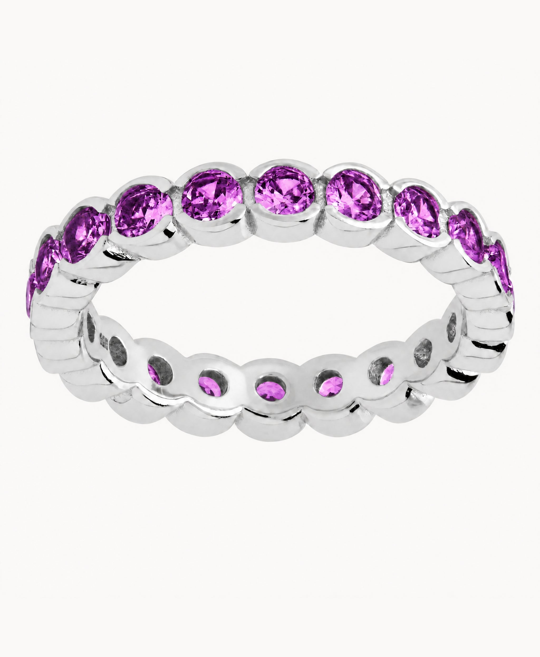 Sterling Silver Amethyst Helene Bezel Eternity Band Ring