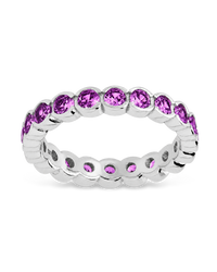 Sterling Silver Amethyst Helene Bezel Eternity Band Ring