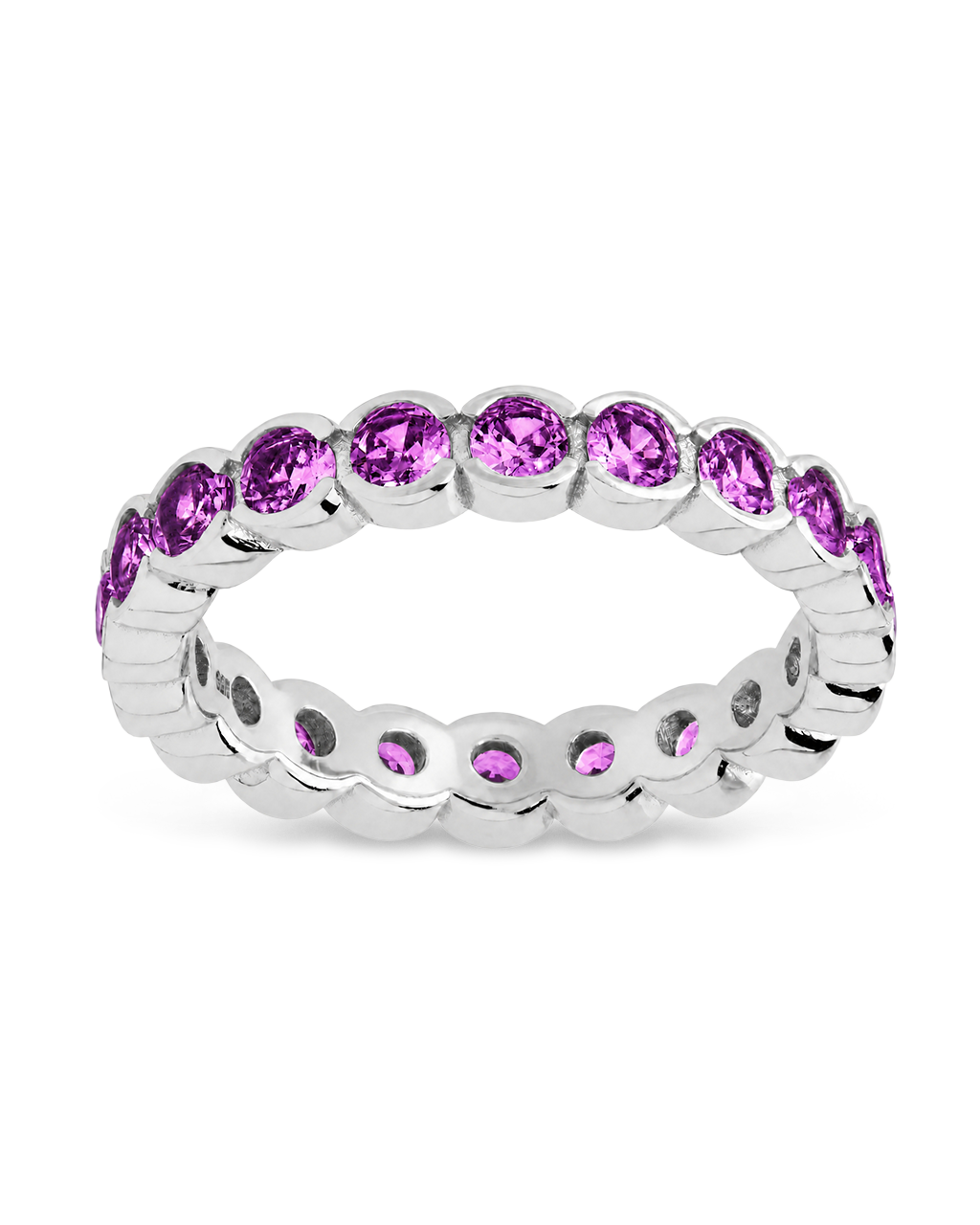 Sterling Silver Amethyst Helene Bezel Eternity Band Ring