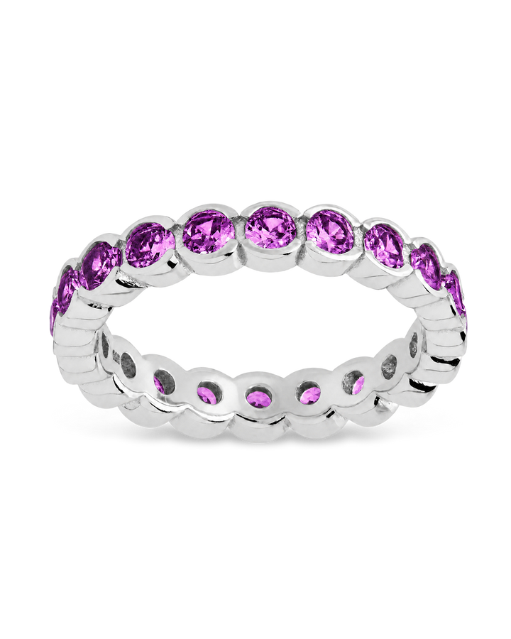 Sterling Silver Amethyst Helene Bezel Eternity Band Ring