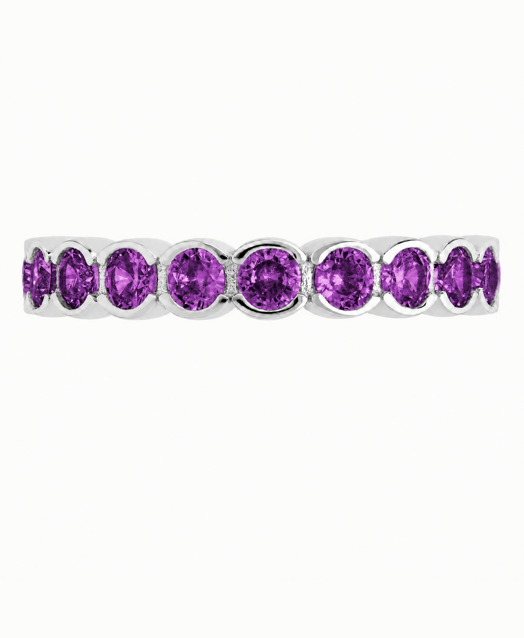 Sterling Silver Amethyst Helene Bezel Eternity Band Ring