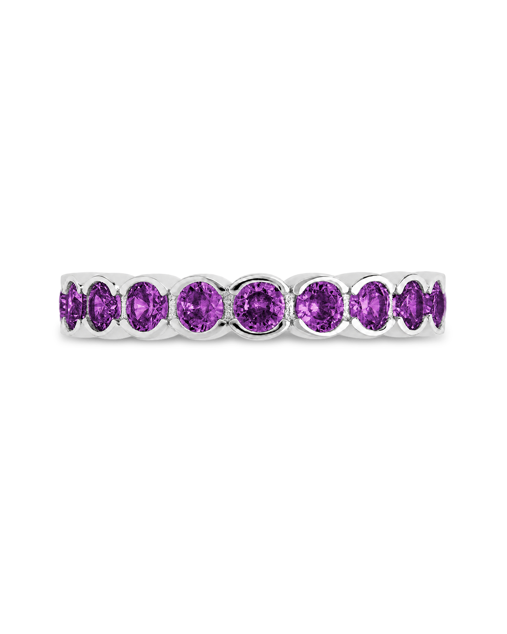 Sterling Silver Amethyst Helene Bezel Eternity Band Ring