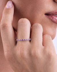Sterling Silver Amethyst Helene Bezel Eternity Band Ring