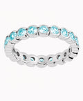 Sterling Silver Aquamarine Helene Bezel Eternity Band Ring