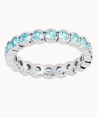 Sterling Silver Aquamarine Helene Bezel Eternity Band Ring