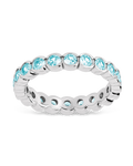 Sterling Silver Aquamarine Helene Bezel Eternity Band Ring