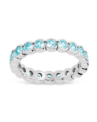 Sterling Silver Aquamarine Helene Bezel Eternity Band Ring