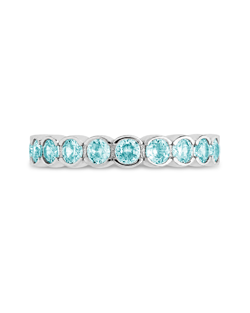 Sterling Silver Aquamarine Helene Bezel Eternity Band Ring