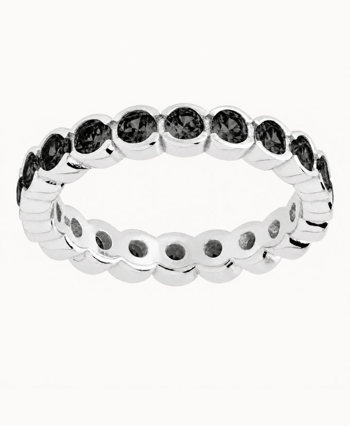 Sterling Silver Black Helene Bezel Eternity Band Ring