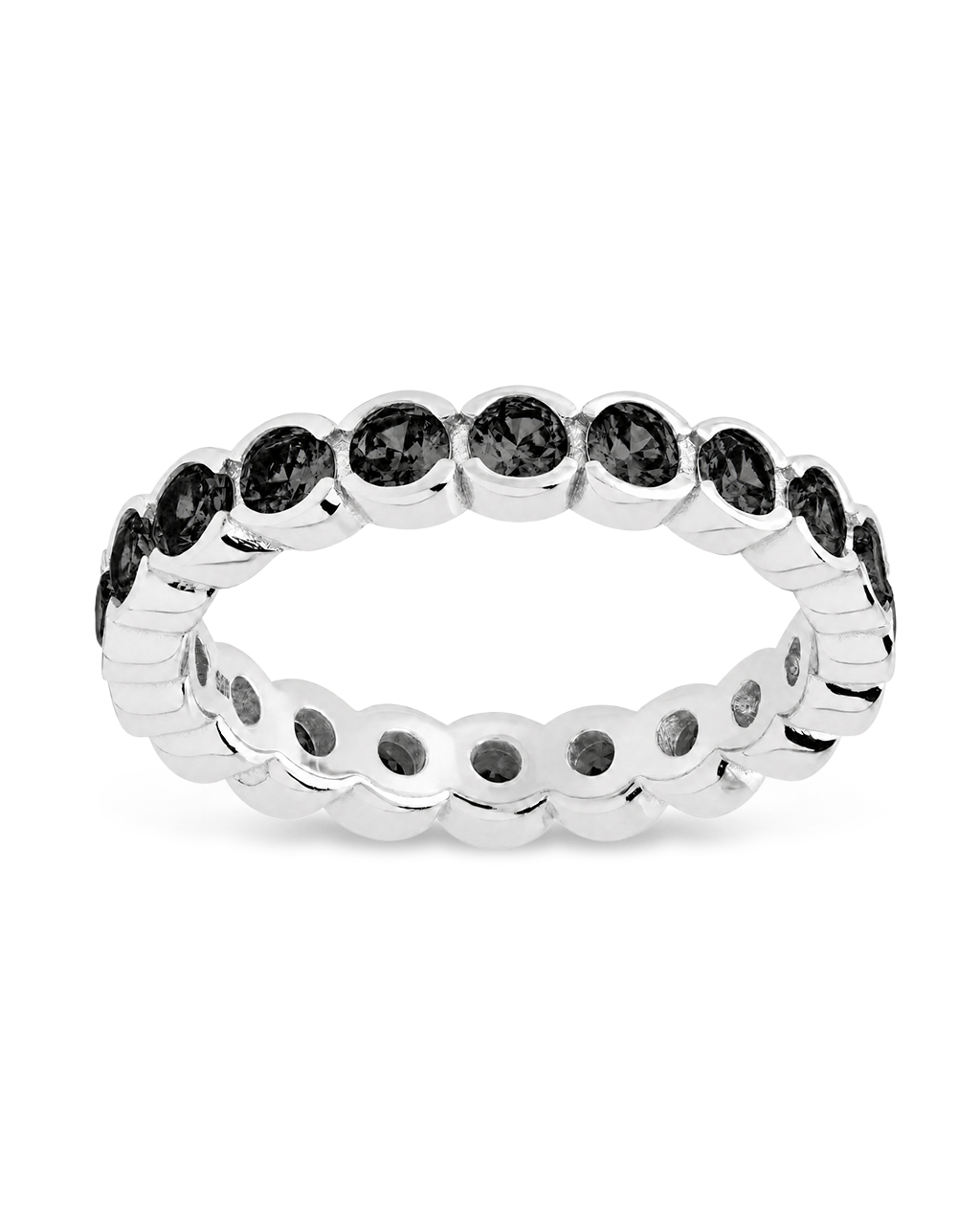 Sterling Silver Black Helene Bezel Eternity Band Ring