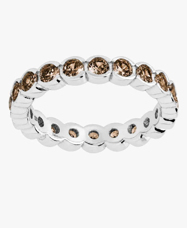 Sterling Silver Chocolate Helene Bezel Eternity Band Ring