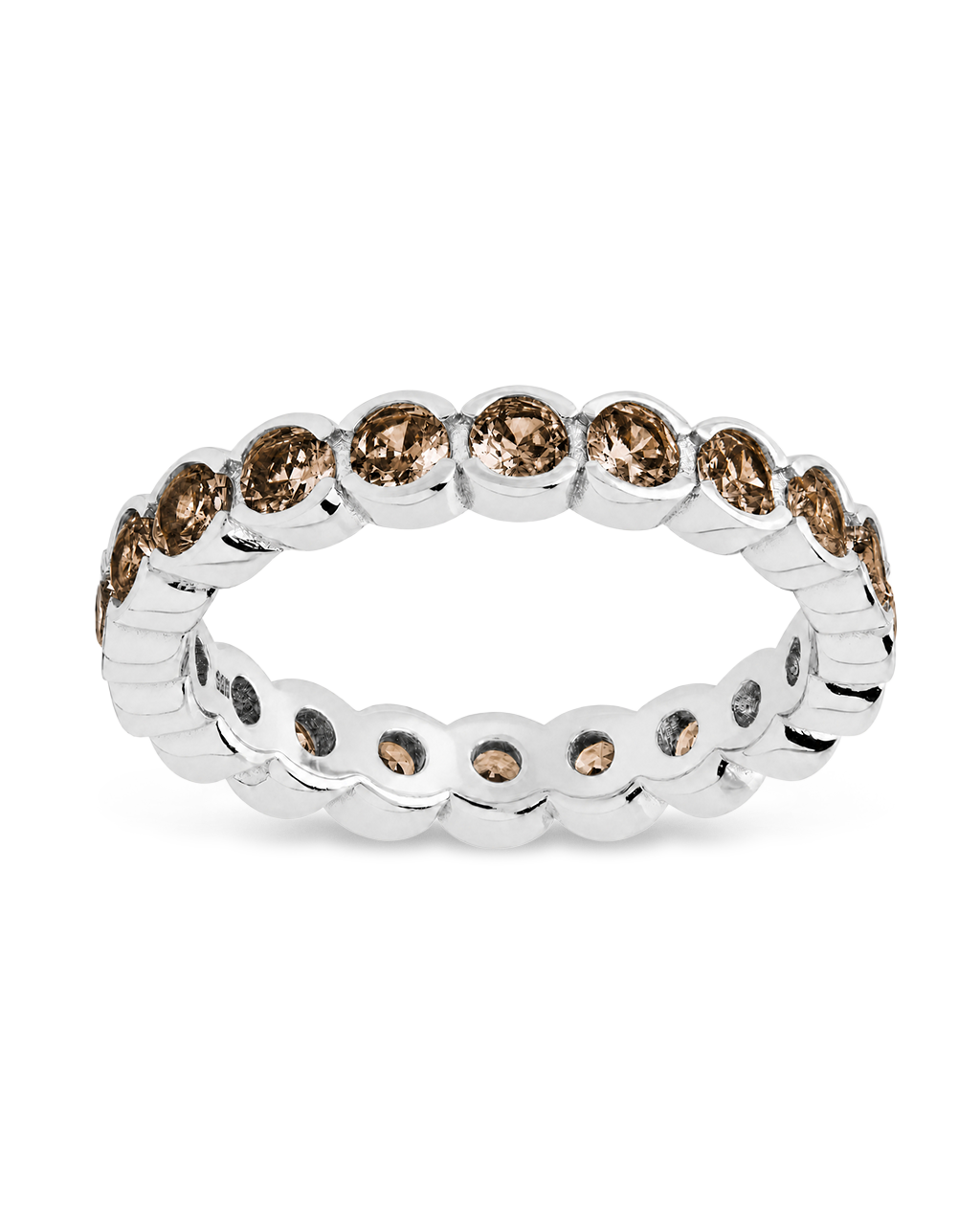 Sterling Silver Chocolate Helene Bezel Eternity Band Ring