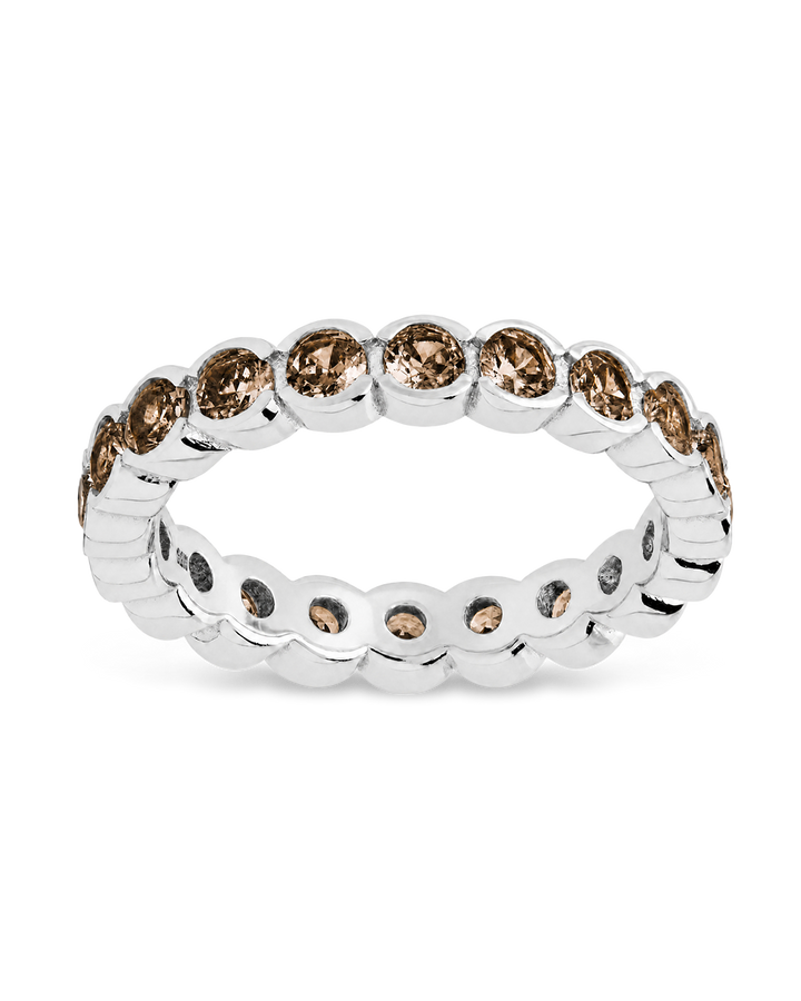 Sterling Silver Chocolate Helene Bezel Eternity Band Ring