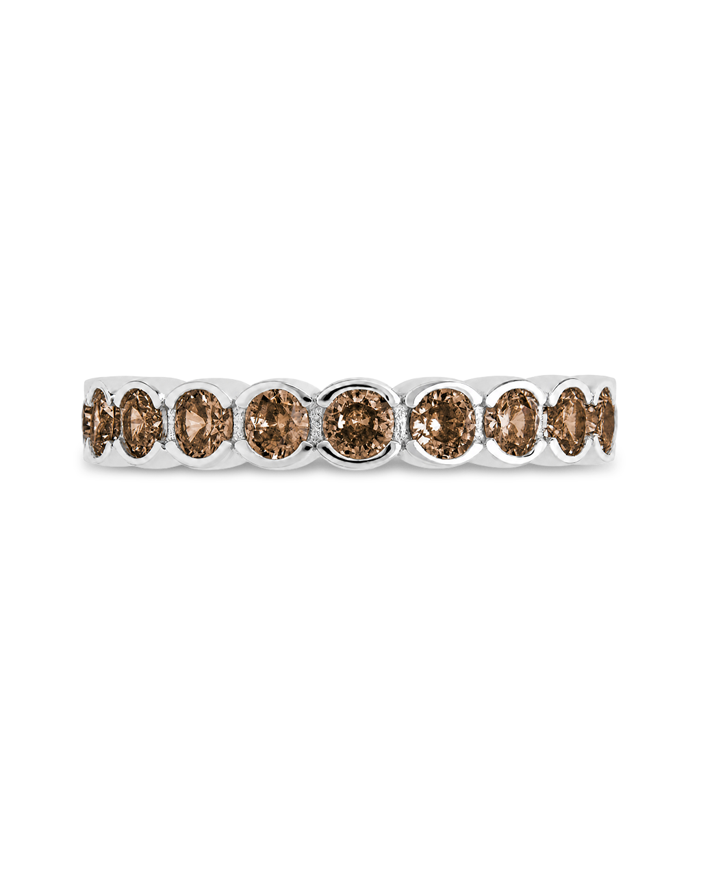 Sterling Silver Chocolate Helene Bezel Eternity Band Ring