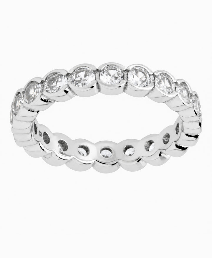 Sterling Silver Clear Helene Bezel Eternity Band Ring