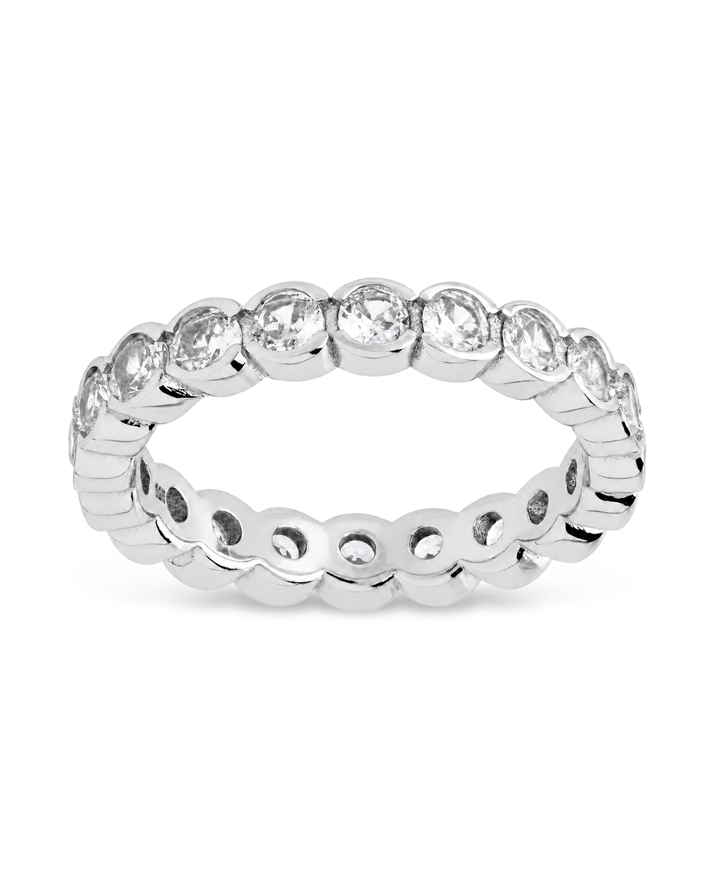 Sterling Silver Clear Helene Bezel Eternity Band Ring
