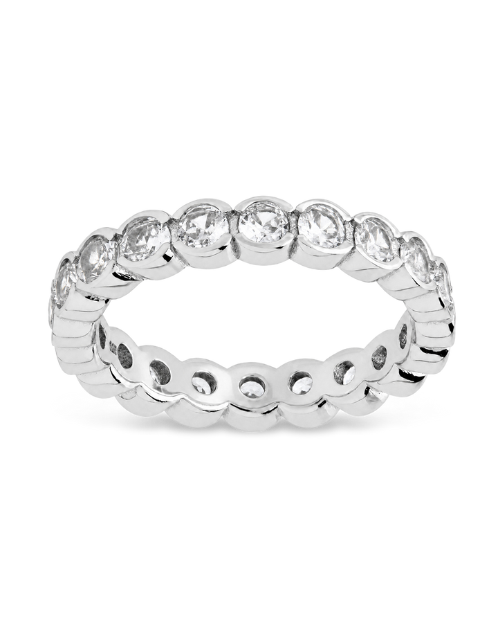 Sterling Silver Clear Helene Bezel Eternity Band Ring
