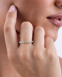 Sterling Silver Clear Helene Bezel Eternity Band Ring