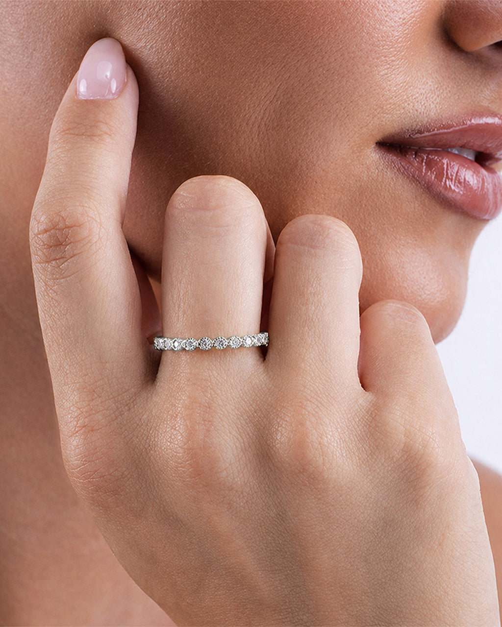 Sterling Silver Clear Helene Bezel Eternity Band Ring