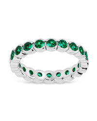 Sterling Silver Emerald Helene Bezel Eternity Band Ring
