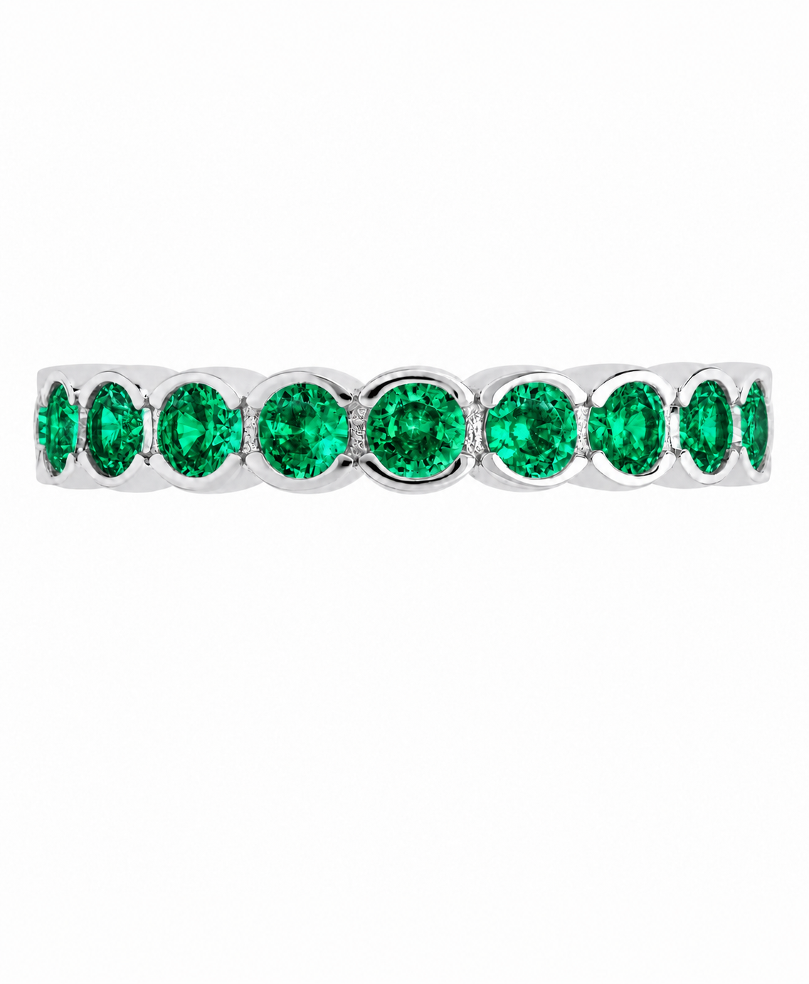 Sterling Silver Emerald Helene Bezel Eternity Band Ring