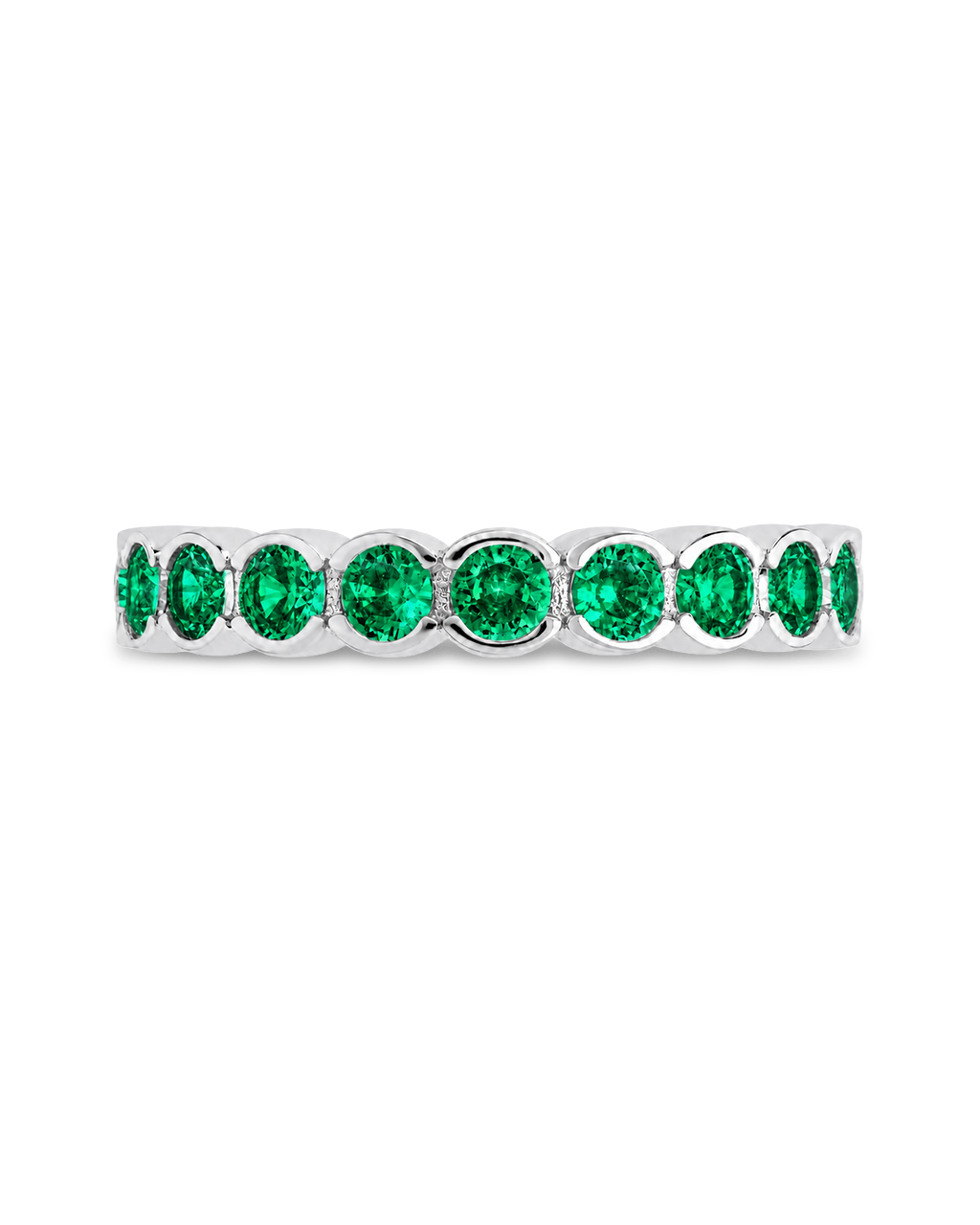 Sterling Silver Emerald Helene Bezel Eternity Band Ring