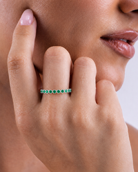 Sterling Silver Emerald Helene Bezel Eternity Band Ring
