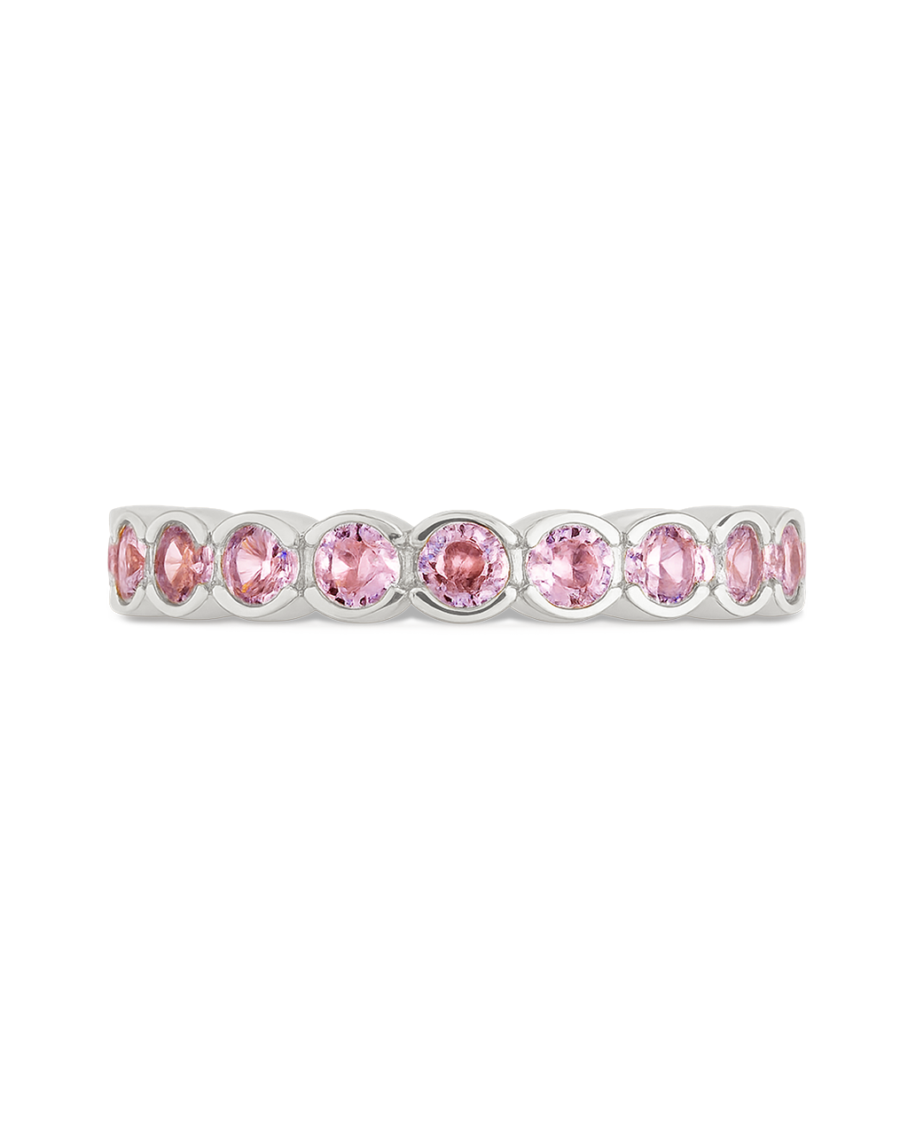 Sterling Silver Light Pink Helene Bezel Eternity Band Ring