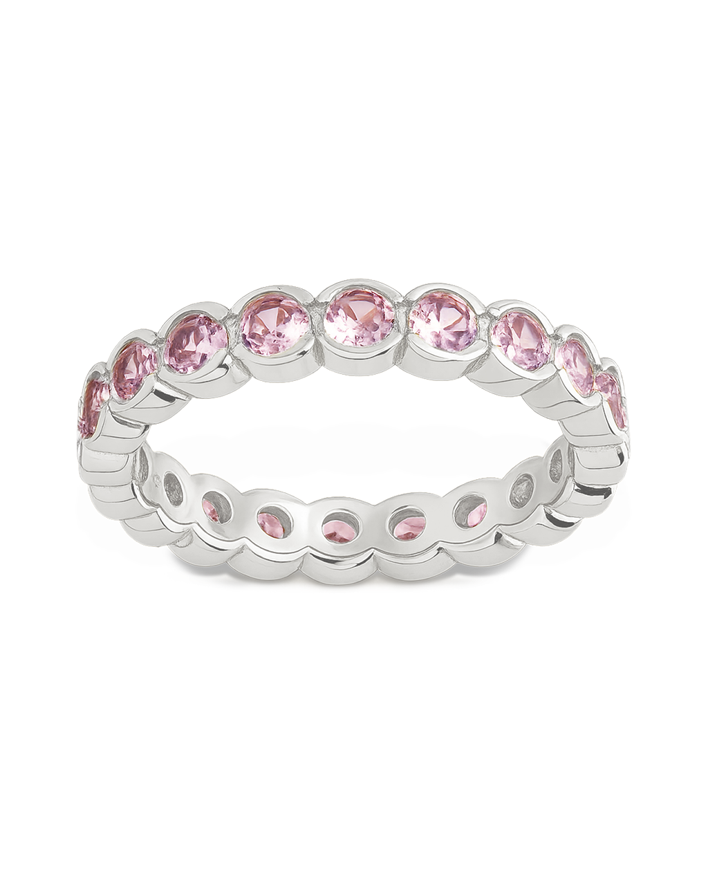 Sterling Silver Light Pink Helene Bezel Eternity Band Ring