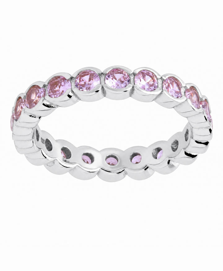 Sterling Silver Light Pink Helene Bezel Eternity Band Ring