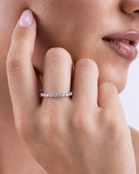 Sterling Silver Light Pink Helene Bezel Eternity Band Ring