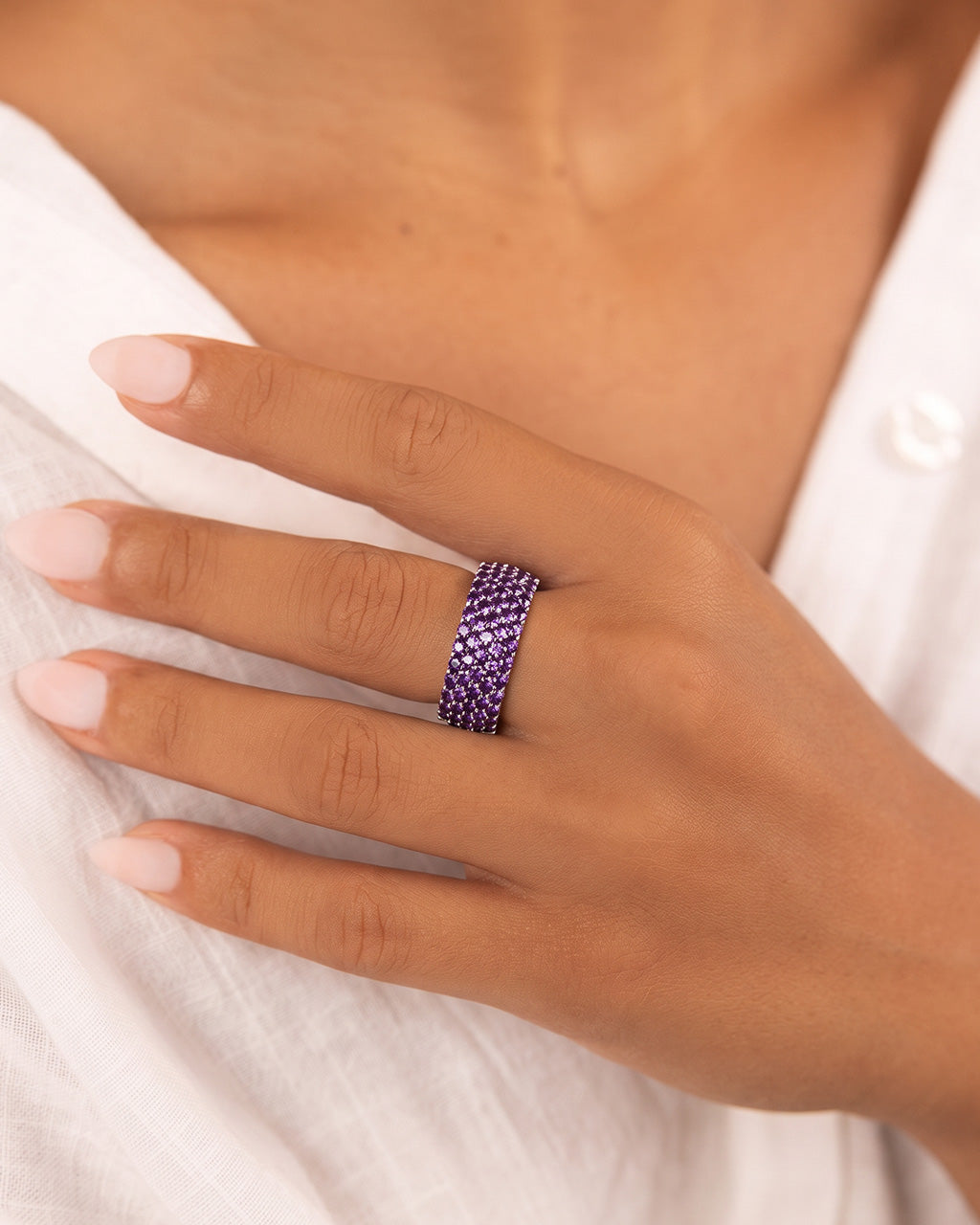 Sterling Silver Amethyst CZ Yvonne Ring