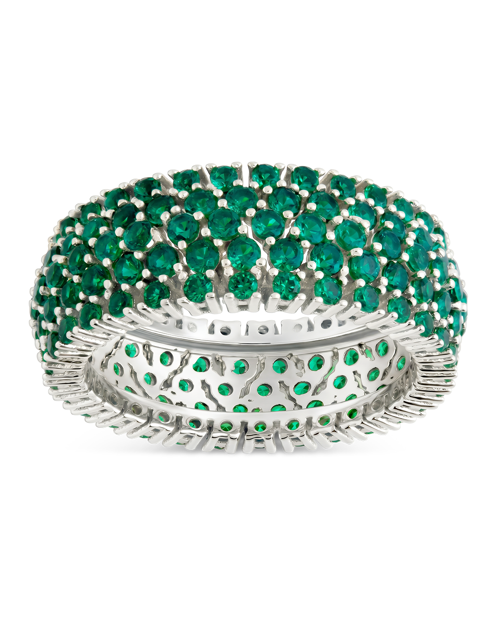 Sterling Silver Emerald CZ Yvonne Ring
